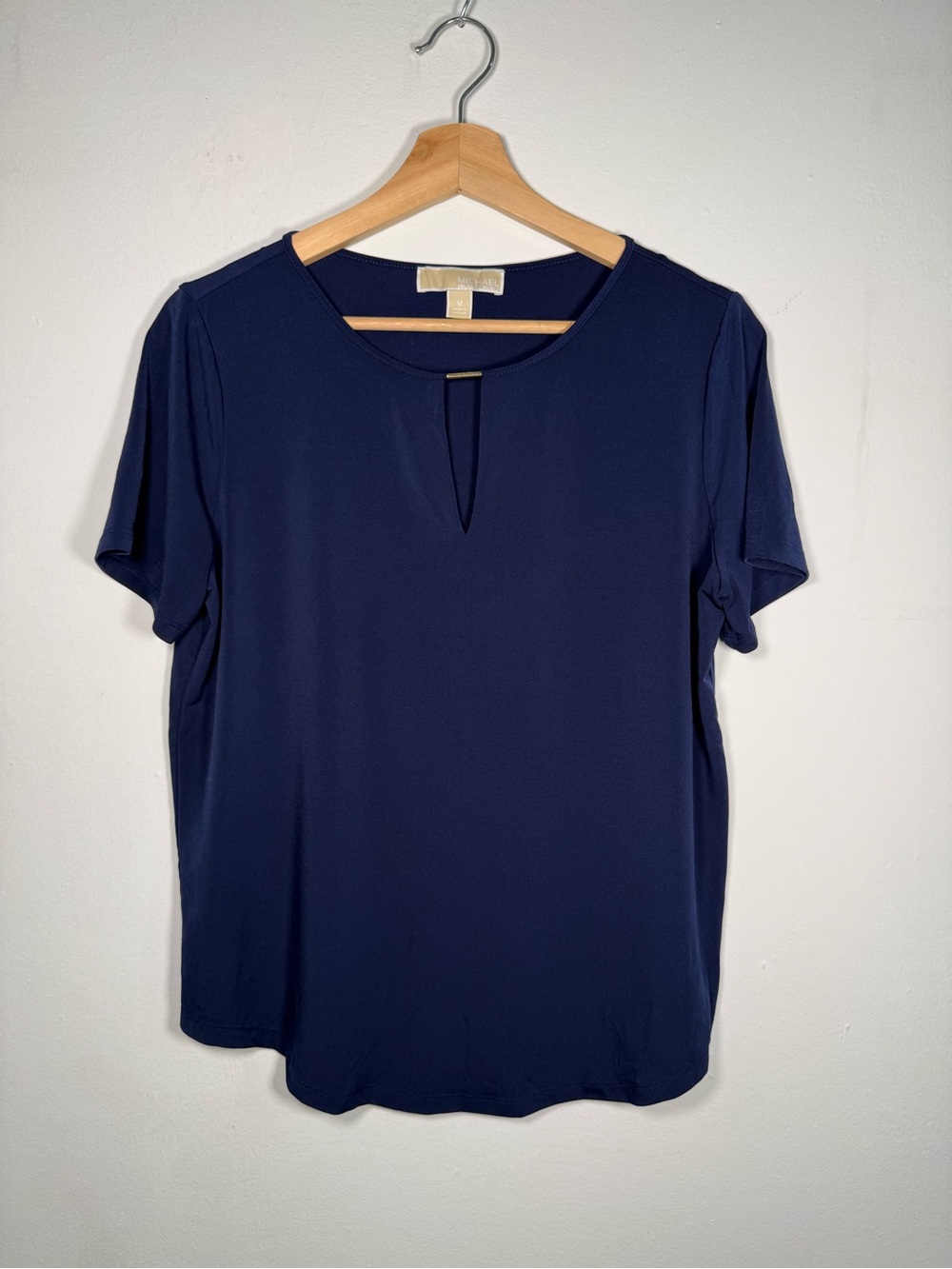 Michael Kors Dark Navy Short Sleeve Keyhole Tee